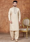 Cream Colour Outluk Vol 24 Stylish Festive Wear Heavy Cotton Mens Wear Pathani Latest Collection 24009